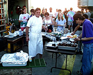 A delicious cookout on the fantail is a treat for the crew and scientists. 