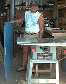 Ken Rand works in the carpenter’s van. The crew onboard Atlantis is very skilled at many different trades. Woodworking has long been a traditional skill onboard ships. 