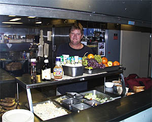 Jay Grant, the Steward, displays some of his fine antipasto for tonight's dinner. 
