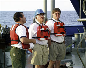 Mark, Louis and Jay watching the Alvin deployment. 