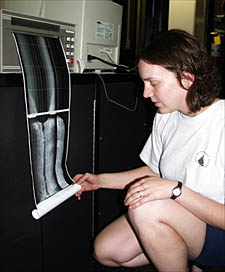 Julia Getsiv gets her first look at the DSL-120 sonar data during her watch today.