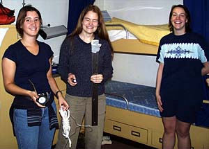Clare Williams (left), Kate Gans (middle), and Julia Getsiv had an exciting afternoon trying to recover some items lost in the back of Kate and Clare’s bunk beds. At home, if something falls behind your bed, you can move the bed, but on a ship, the bunks are welded or screwed in.