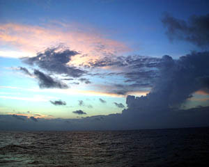Dramatic sunsets with tall, storm clouds are a hallmark of the tropical eastern Pacific. 