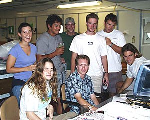 The students in the Main Lab this evening enjoy looking at the “highlights of the cruise” CD they made. It contains photographs of the cruise, the Equator Crossing, and our visit to the Galapagos Islands.