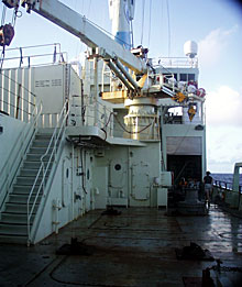 Before the science equipment arrives, the Knorr decks look bare.  