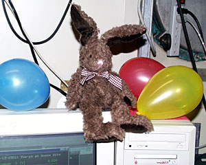 Bob Collier’s daughter, Elise, sent her stuffed rabbit to sea so that her Dad would have an Easter bunny to keep him company in the main lab.  