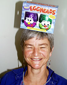 Anna-Louise Reysenbach balances chocolates on her head but she’s no ‘EggHead’.  