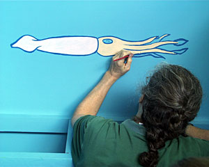 With the ship’s “pool” now complete, Chemist Chi Meredith added flair to its interior with a zoo of underwater creatures. Chi is also a professional artist when she isn’t analyzing water samples.  