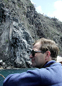  Mark Kurz looks at the lava flows on Santa F&eacute; Island as we head back to R/V Revelle at the end of a fantastic day.  