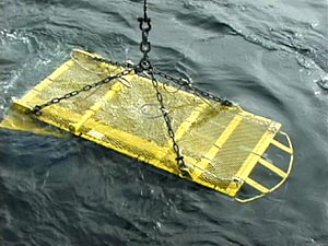  The WHOI Towed Camera System headed for the seafloor, its permanent resting place. RIP