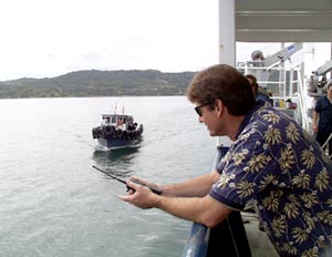 Captain Chris Curl waits for the Costa Rican customs officials to arrive. 