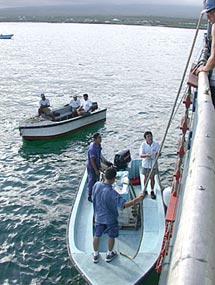 R/V Atlantis transported a new boat generator from San Diego to the Charles Darwin Research Station. The scientists there had waited many months for it, because getting equipment to the Gal&aacute;pagos Islands is difficult and takes a long time. 