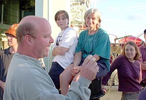   Co-Chief Scientist Tim Shank briefs scientists who waited all day to hear what was found on the seafloor today.
