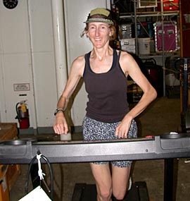  Exercise is hard to come by on a ship at sea. Stace Beaulieu runs on the treadmill that is in the Science Hold, where scientific equipment and supplies are stored.