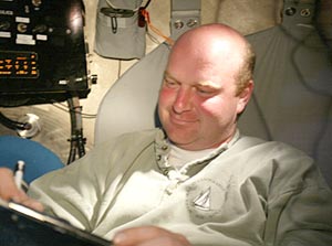  Co-Chief Scientist Tim Shank gets comfortable in Alvin for the long (1.5 hours) trip to the seafloor. 
