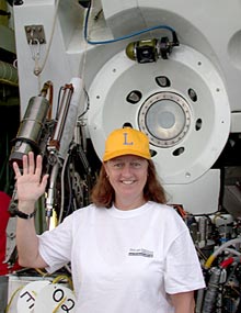 A special hello to the students from Lexington who gave this baseball cap to Susan Humphris, who dived today in Alvin.