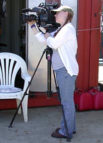  Kendel Bush of the National Geographic Channel films the launch of Alvin this morning for a show that will be produced later this year.