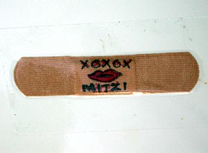 Chief Mate Mitzi Crane provided a Band-Aid to ABE&rsquo;s nose today after it was accidentally bumped by the ship during recovery.