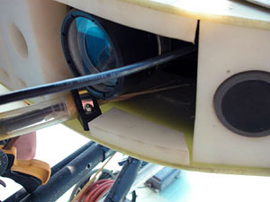 BE's camera. ABE takes high-resolution digital images of the sea floor. Rather than just sticking a whole camera on the robot, ABE's engineers rig the optical device to ABE's central computer processors. When the camera is operating, it sends data to storage at a rate of 1.8 gigabytes per hour. 