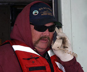 After recovery of the transponders, Bosun Wayne Bailey let the crew on the bridge know the instruments were safely on board.