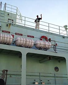 Dr. Phil Taylor of The National Science Foundation waves goodbye to Guaymas, Mexico.