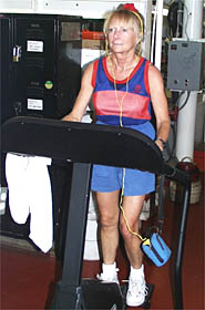 Uta Peckman gets some exercise on the ‘stair-master’ in the hold of the ship. Exercise is a favorite pastime for scientists and crew alike. It helps counteract the effects of all the great food we’ve been having.