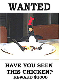 As we get closer to the Equator, there is mischief going on! Those rascals, the Pollywogs (those people who have not crossed the Equator before), are at it again. They have hijacked “Feathers”, the chicken from the Wallace and Grommit cartoons, that is Dan Fornari’s bean-bag chicken. It keeps him company on top of his computer. The Pollywogs have been taking pictures of Feathers doing odd things. Stay tuned for more “Pollywoginess”! 