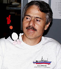 Dan Fornari is happy that Feathers is safely back with him after his exploits with the Pollywogs. 