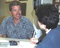 Chief Engineer Ron Wheatley checking one of R/V Melville’s main engines.