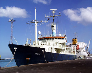 For 33 scientists and 23 crew members, the 279-foot Knorr is home and workplace for the next month. 