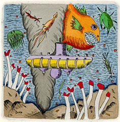 Artist Alp Ozberker created these weird, wonderful deep-sea vent creatures after Geologist Dan Fornari showed him pictures of organisms living at the vents.  