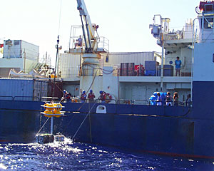 Watching crew members retrieve the elevator always draws a crowd to the decks.  