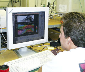  Todd Ericksen processes data received from the MR1 sonar in the Hydro Lab.