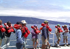 A week has past since we left Costa Rica. As part of our weekly boat drills, we had a fire and abandon ship drill this morning as we sailed by Volcán (volcano in Spanish) Ecuador on the northeast tip of Isabela Island.
