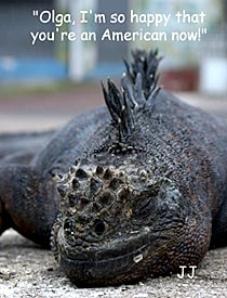  JJ Becker wishes his wife congratulations on obtaining her American citizenship.  