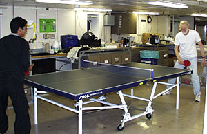 The table tennis competition started this afternoon; here Jules Paredes and Dan Jacobson hone their skills.  