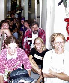 After the entertainment was completed, the Pollywogs were lined up and waited for their turn to go through the crossing ceremony. 