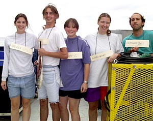 Having measured the length of the ship with their mahi mahi fish, Nosey (Christy Reed), Catatonic (Ben Grosser), Slimey (Rhian Waller), Goody Goody (Kate Buckman) and Shiftless Joe (Joe Licciardi) prepare to present their measurements to the Captain.