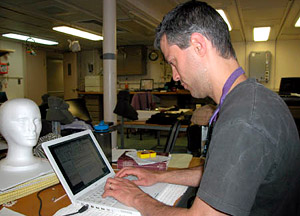 Dive and Discover writer Joe Appel, hard at work while his muse, Styro, looks on.  