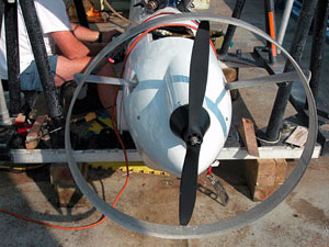 This is one of ABE's three forward-propulsion propellers. It's a standard-issue model airplane prop, which helps move ABE at 1.5 knots. Cost: $12.47 each.