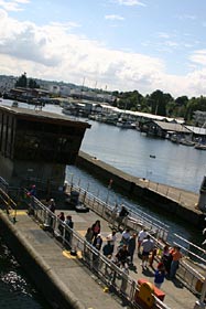 Atlantis had to pass through the Hiram M. Chittenden Locks in Ballard before entering Pacific Ocean waters. 