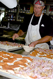 Pizza for 49 people? Not a problem for Atlantis Steward Carl Wood. On Thursday he made six pizzas for scientists and crew. 