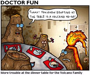 A volcano cartoon by David Farley.